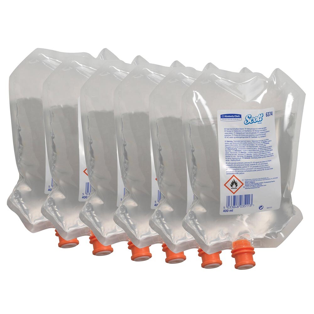 Scott® Reiniger für Toilettensitze und Oberflächen 6374 transparent 6 x 400 ml Scott® Reiniger für Toilettensitze und Oberflächen 6374 transparent 6 x 400 ml