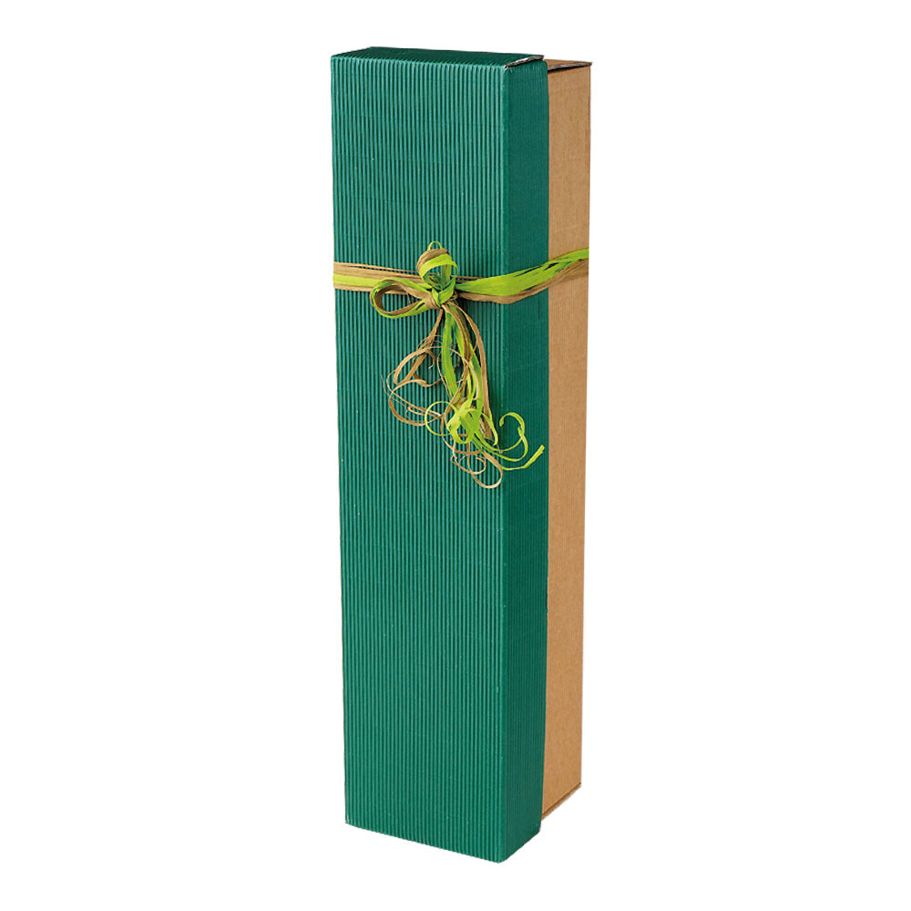 1er Wein- Geschenkkarton Stülpdeckel offene Welle Tannengrün Natur 1er Wein- Geschenkkarton Stülpdeckel offene Welle Tannengrün Natur
