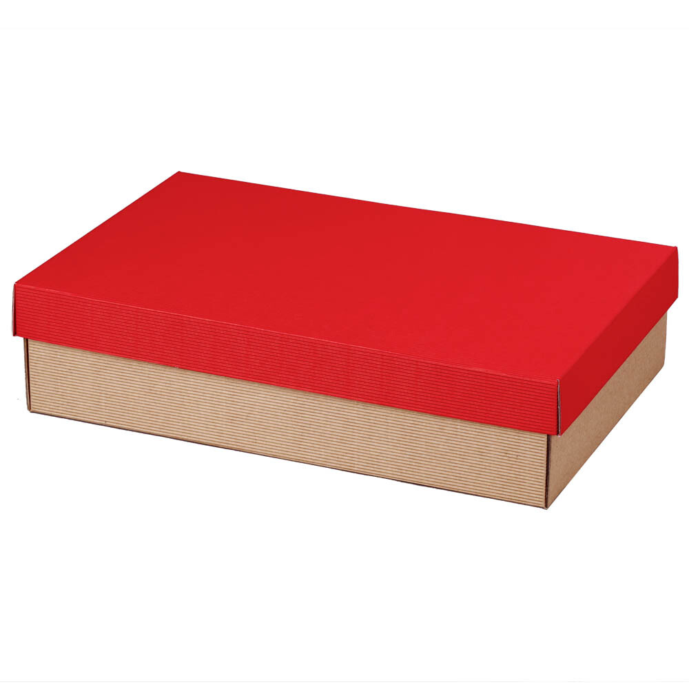 3er Wein- Geschenkkarton mit Stülpdeckel offene Welle rot natur 3er Wein- Geschenkkarton mit Stülpdeckel offene Welle rot natur