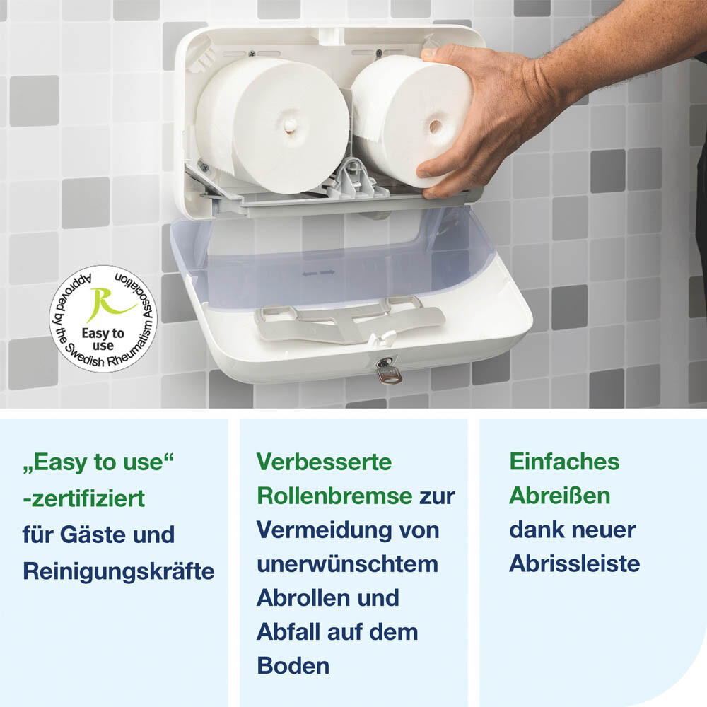 Tork T7 OptiServe Doppelrollenspender horizontal weiß Tork T7 OptiServe Doppelrollenspender horizontal weiß