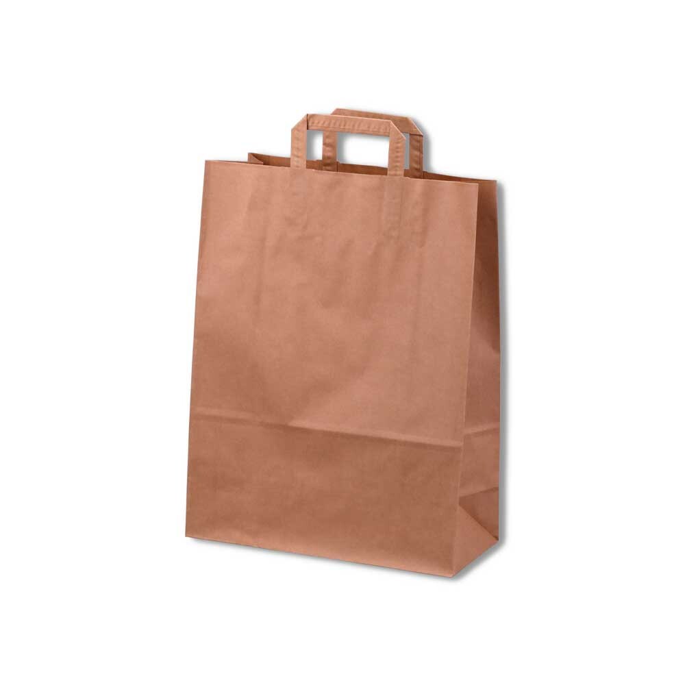 Tragetasche aus Papier mit Papierhenkel braun 180  80 x 220 mm