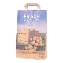 Tragetasche aus Papier mit Papierhenkel Speisekartoffeln 5 kg Tragetasche aus Papier mit Papierhenkel Speisekartoffeln 5 kg