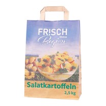 Tragetasche braun mit Papierhenkel Salatkartoffeln Tragetasche braun mit Papierhenkel Salatkartoffeln