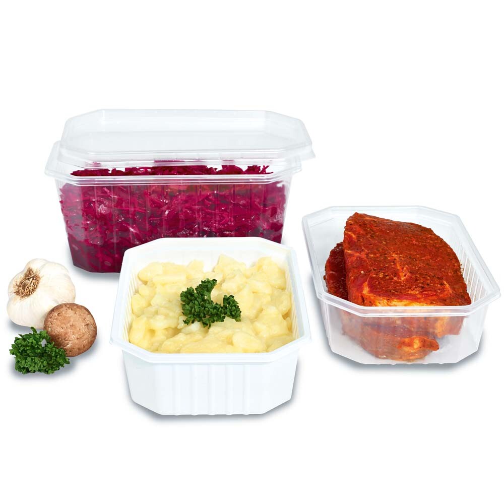 Verpackungsschalen Fiwo 8-eckig transparent 1000 ccm Verpackungsschalen Fiwo 8-eckig transparent 1000 ccm