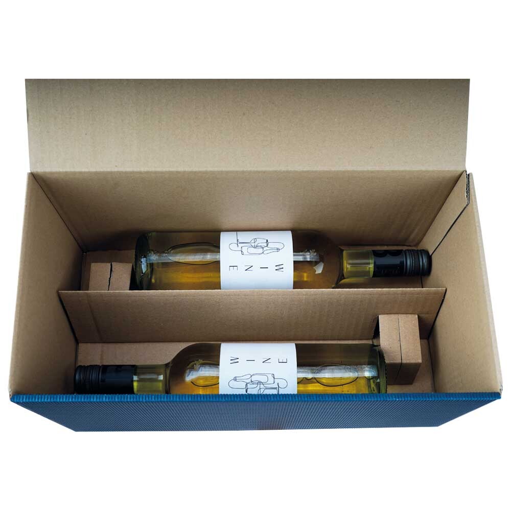 Weinkarton und Präsentkarton offene Feinwelle 4er dunkelblau Weinkarton und Präsentkarton offene Feinwelle 4er dunkelblau