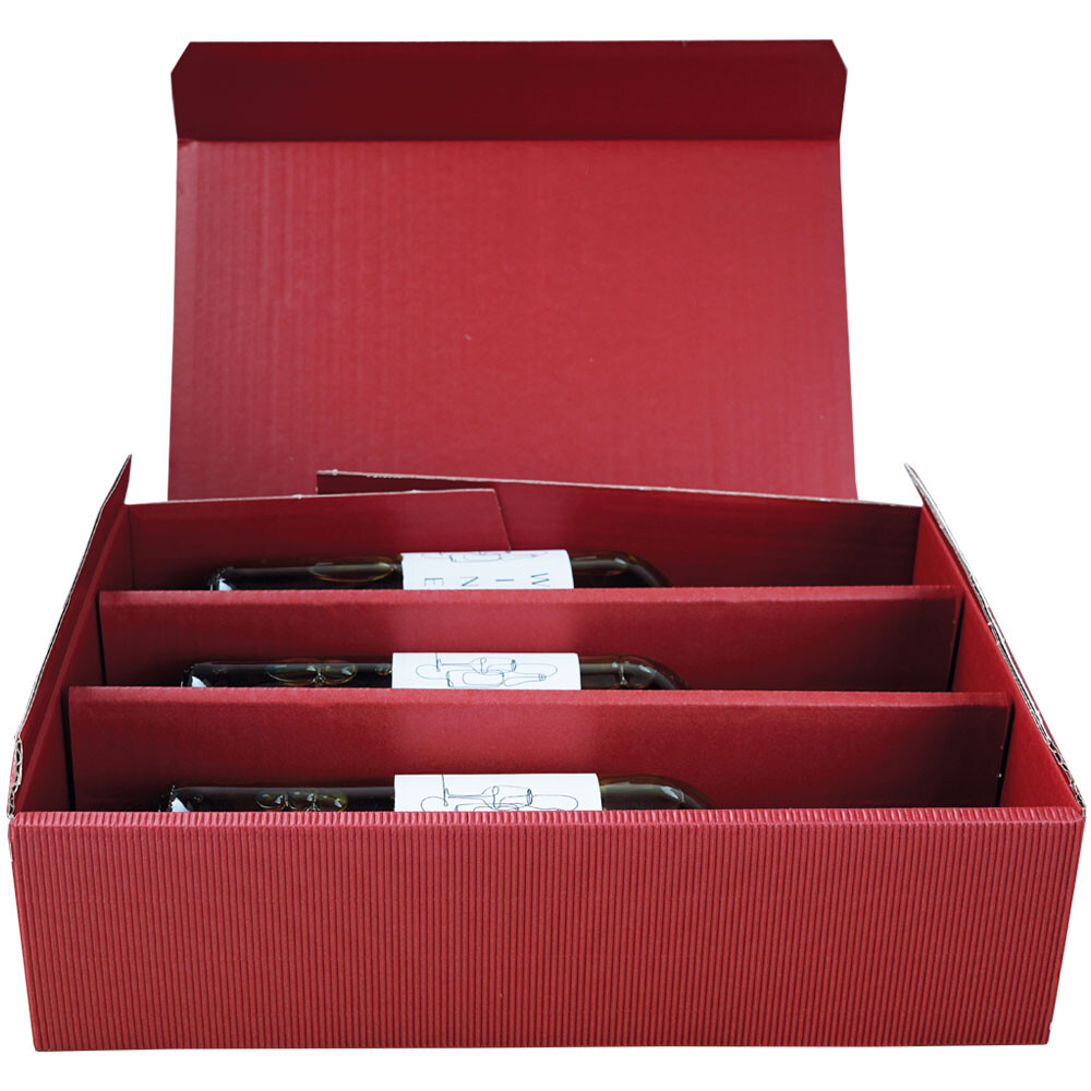 Weinkarton und Präsentkarton offene Feinwelle 3er bordeaux Weinkarton und Präsentkarton offene Feinwelle 3er bordeaux