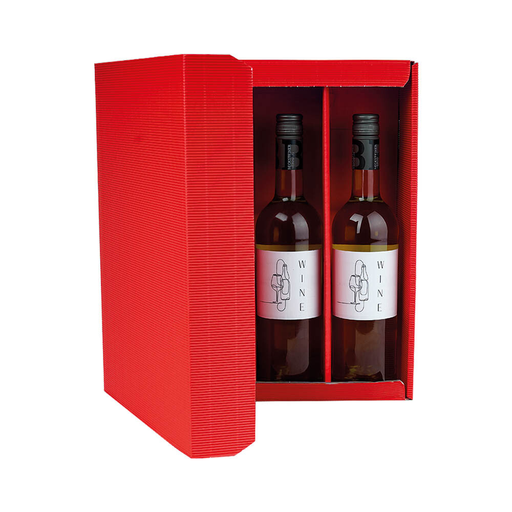 Weinkarton und Präsentkarton offene Feinwelle 3er rot Weinkarton und Präsentkarton offene Feinwelle 3er rot