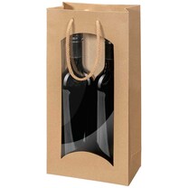 2er Flaschentragetasche Kraftpapier Natur