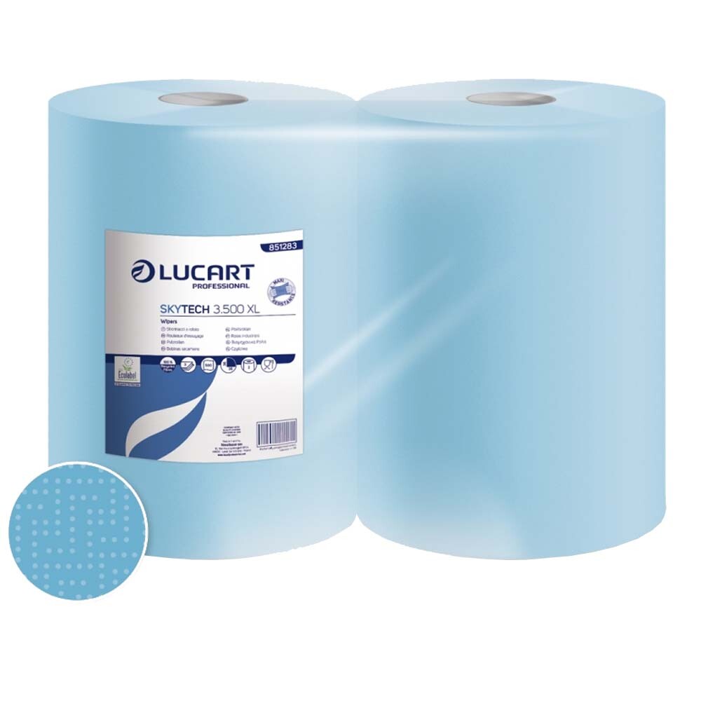 Wischtuch Großrolle Lucart SkyTech 3-lagig blau 500 Blätter Wischtuch Großrolle Lucart SkyTech 3-lagig blau 500 Blätter