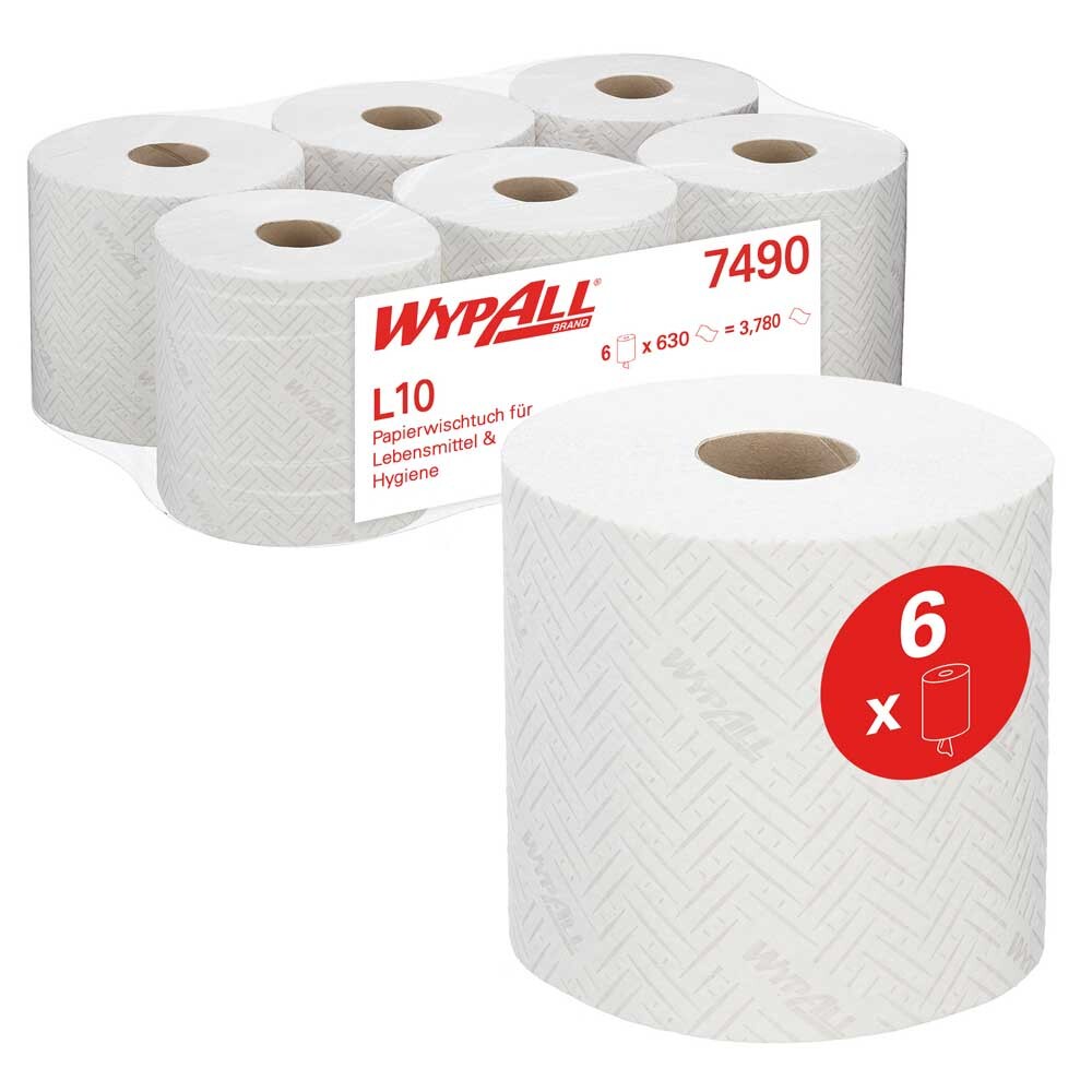 WYPALL® L10 Wischtücher perforiert Roll Controll System weiß 630 Blatt